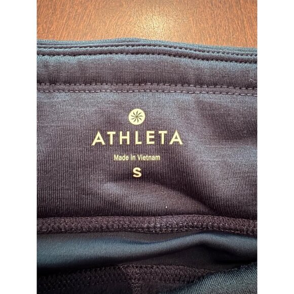 Athleta Fleece Lined Athletic Running Leggings in Navy Blue Heather Size Small - Picture 9 of 11